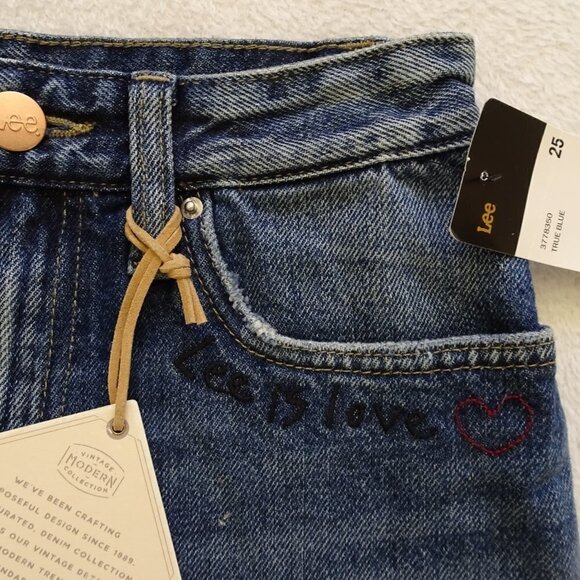 Lee Heart Cut Off Denim Jean Shorts Size 25 High Rise - Picture 5 of 6